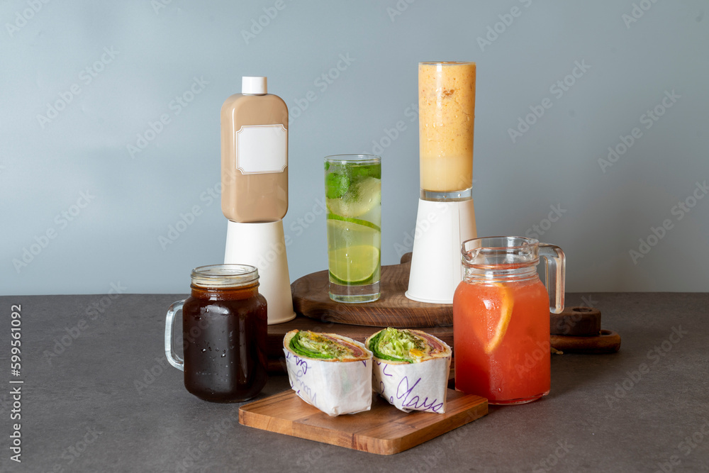 Korean food dish meal Peanut Butter Cafe Latte Sandwich Set salad vegetable grapefruit juice Korean food dish meal Peanut Butter Cafe Latte Sandwich Set salad vegetable grapefruit juice