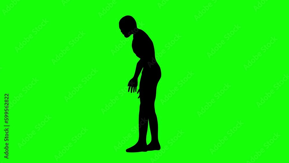 Silhouette of a mummy or zombie standing idle on green screen, side view. Creature silhouettes, seamless loop 3D animation Silhouette of a mummy or zombie standing idle on green screen, side view. Creature silhouettes, seamless loop 3D animation