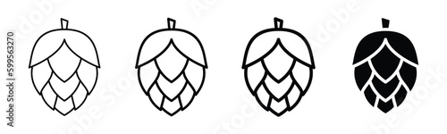Hop icon vector. Hops icon in thin line and flat style with editable stroke on white background. Beer and brewing sign and symbol. Vector illustration