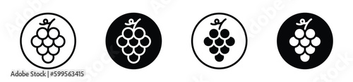Grape fruits icon vector. Grapes icon in circle. Grape icons in thin line, flat, and color style with editable stroke on white background. Beer and brewing sign and symbol. Vector illustration