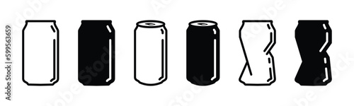 Stampa su tela Soda can icon vector in thin line and flat style with editable stroke on white background
