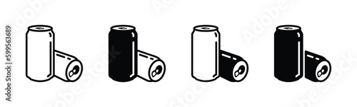 Soda can icon vector in thin line and flat style with editable stroke on white background. Soda cans icons set. Beverage, beer and brewing sign and symbol. Vector illustration