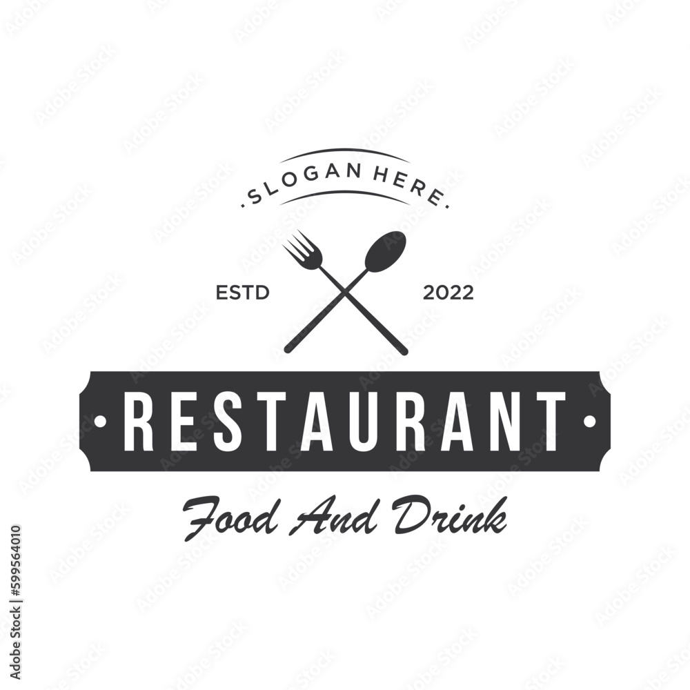 Retro restaurant emblem.Logo design cutlery template and hand drawn vintage style restaurant typography. Retro restaurant emblem.Logo design cutlery template and hand drawn vintage style restaurant typography.