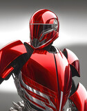 Superhero in full body armor, fantasy futuristic image of future soldier in shiny metal suit. Generative Ai.