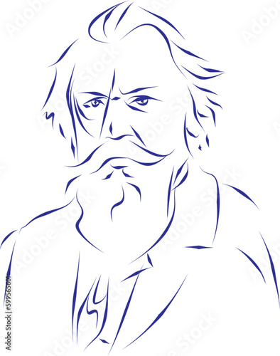 vector illustration portrait of classical music composer Johannes Brahms