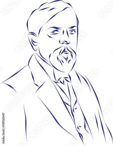 vector illustration portrait of classical music composer Claude Debussy