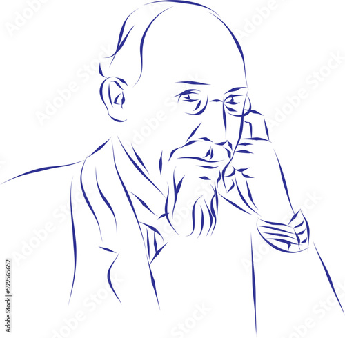 vector illustration portrait of classical music composer Erik Satie