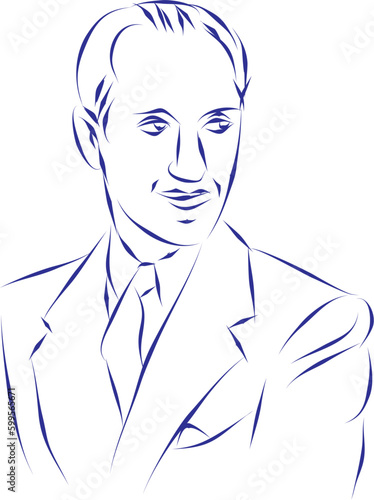 vector illustration portrait of classical music composer George Gershwin photo