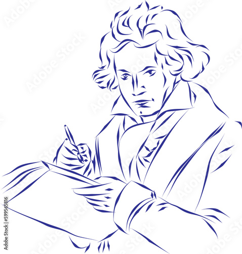 vector illustration portrait of classical music composer Ludwig van Beethoven