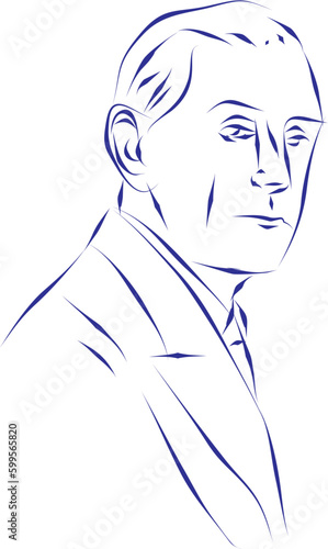 vector illustration portrait of classical music composer Maurice Ravel