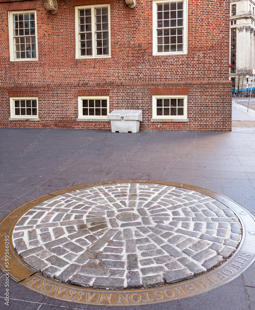 The Site of The Massacre in Boston, Massachusetts, USA where the American Revolution started.