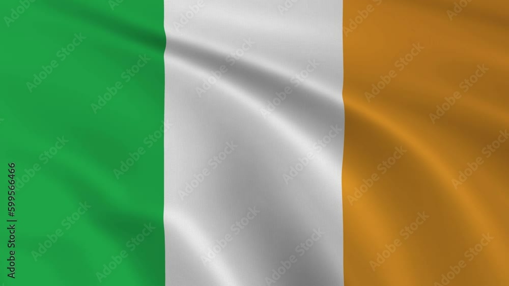 Ireland flag waving in the wind. 4K animation. Ireland flag waving in the wind. 4K animation.