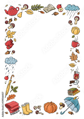 Autumn doodles. Hand drawn set of sketches. Isolated objects on white background. Set of cute stickers for daily planner