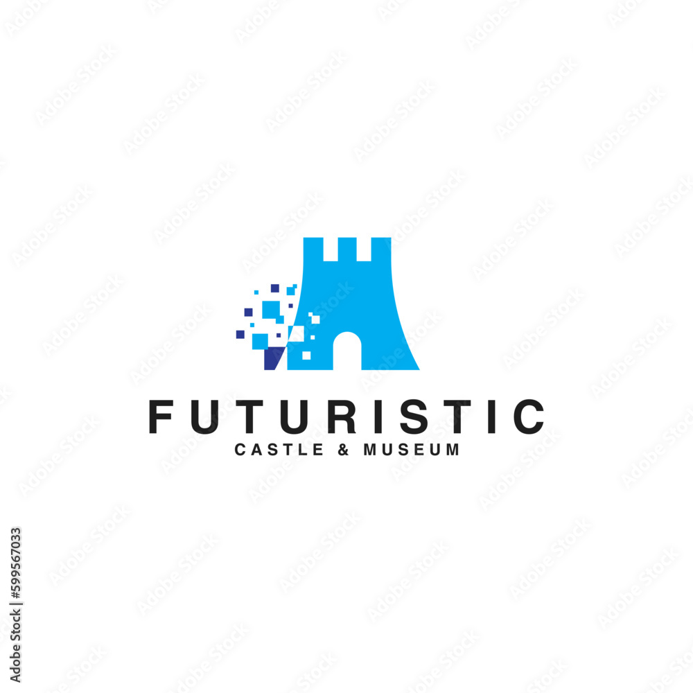 futuristic castle icon logo business vector design template. modern digital palace logo design vector ideas with flat, elegant and minimalist styles isolated on white background