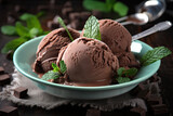 yummy chocolate mint ice cream created with Generative AI technology