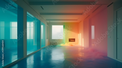 Colorful empty room design  wallpaper background  beautiful interior  commercial  Generative AI