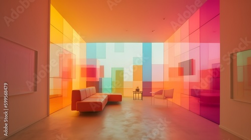 Colorful empty room design  wallpaper background  beautiful interior  commercial  Generative AI