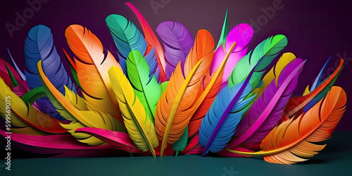 colorful feathers for carnival isolated created with Generative AI technology photo