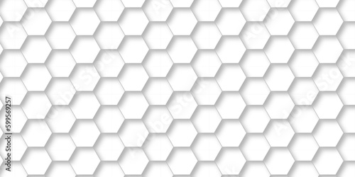 Seamless pattern of white hexagon 3d background with hexagons backdop. Abstract background with hexagons. Hexagonal background with white hexagons backdrop wallpaper with copy space for text.