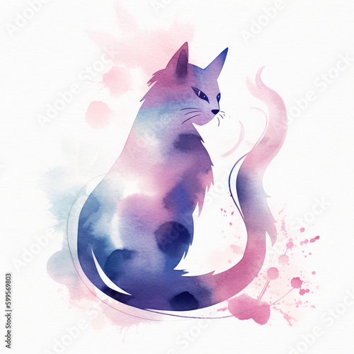 cat with watercolor, illustration