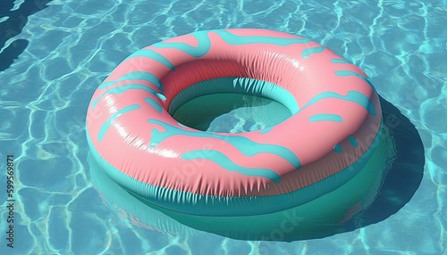 Pink pool float pool ring created with Generative AI technology © Poprock3d
