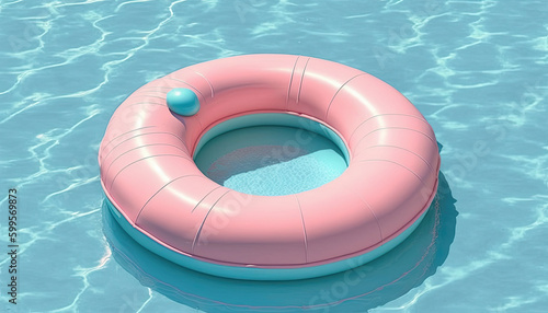 Pink pool float pool ring created with Generative AI technology