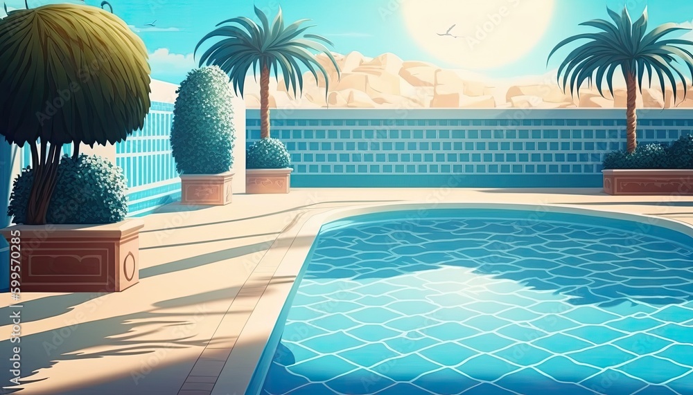 Obraz premium poolside summer in hotel created with Generative AI technology