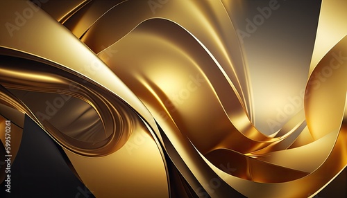 abstract gold wave curve background created with Generative AI technology