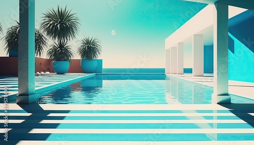 poolside summer in hotel created with Generative AI technology