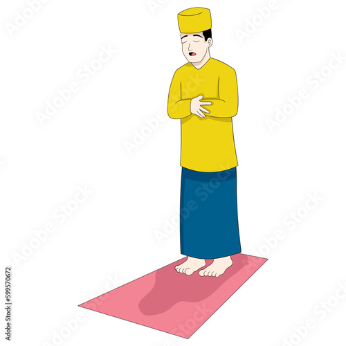 Islamic boy is carrying out prayer services