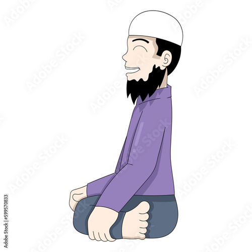 man Islam is sitting and laughing kindly