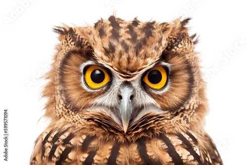 Owl Face on Transparent Background, Generative Ai