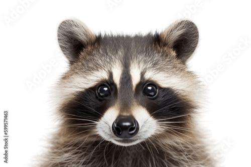 Isolated Raccoon Face on Transparent Background