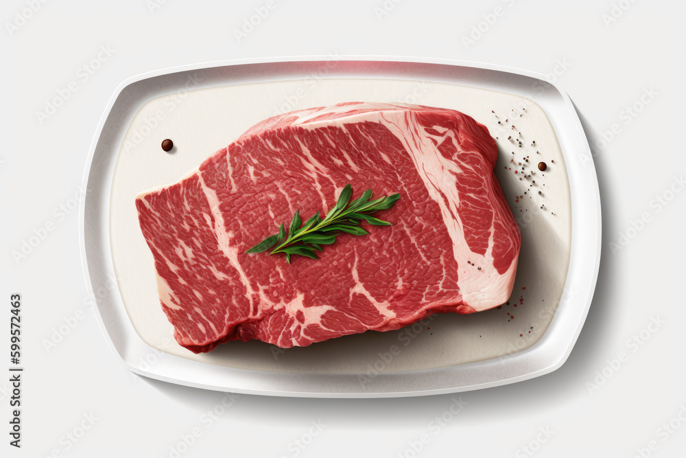 raw beef steak isolated created with Generative AI technology raw beef steak isolated created with Generative AI technology