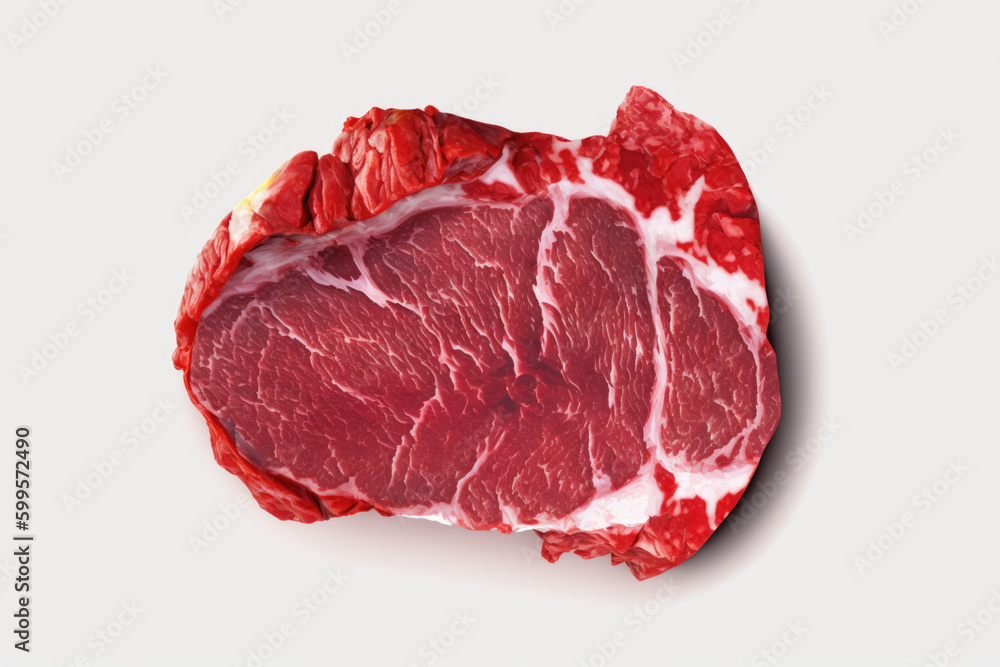 raw beef steak isolated created with Generative AI technology raw beef steak isolated created with Generative AI technology