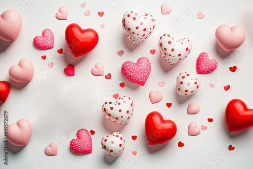 valentine hearts background created with Generative AI technology