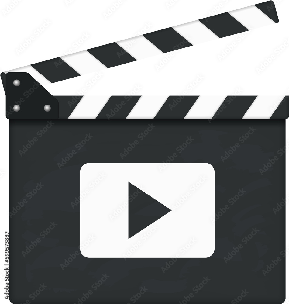 Clapper board with play button