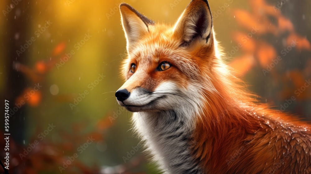 A portrait of a red fox in the forest. Generative AI A portrait of a red fox in the forest. Generative AI