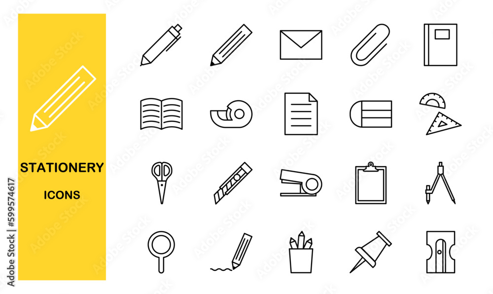 Set of stationery icons, vector illustration Set of stationery icons, vector illustration
