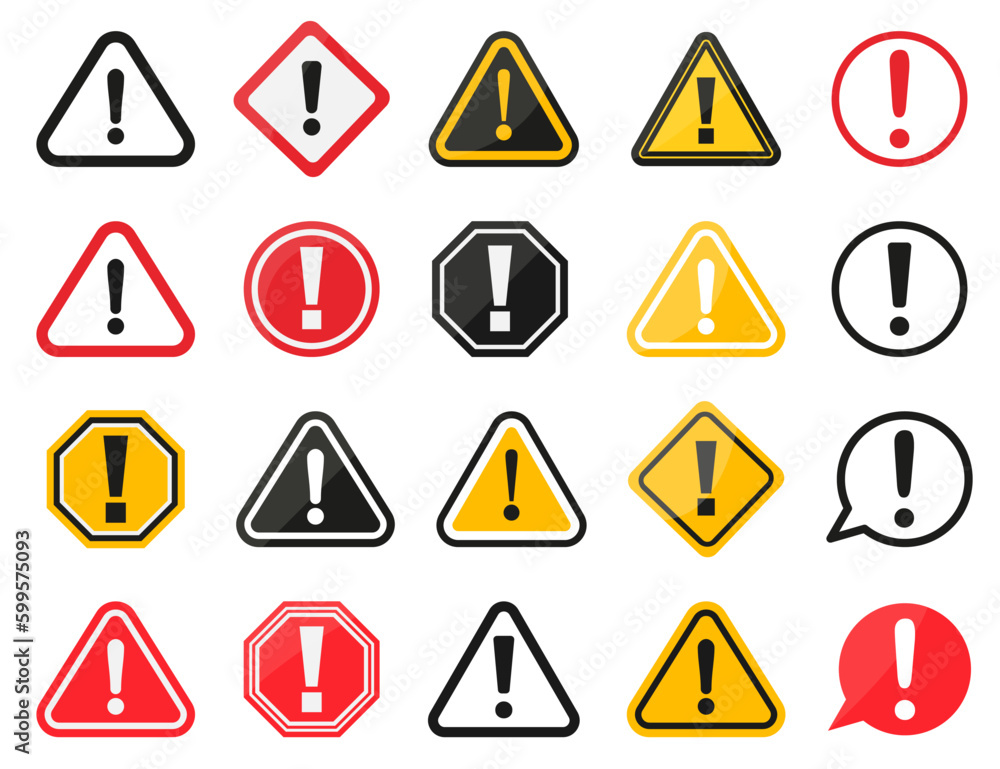 Set of danger, hazard, caution sign collection Set of danger, hazard, caution sign collection