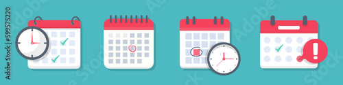 Set of calendar in a flat design. Countdown, deadline, planning calendar