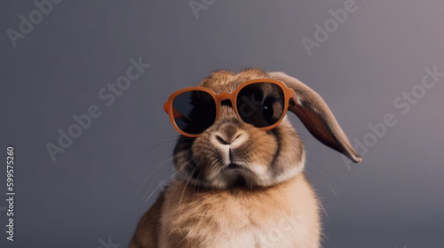 brow rabbit wearing sunglasses created with Generative AI technology