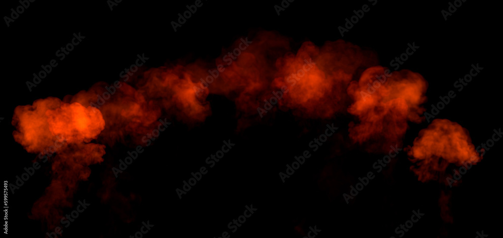 Series of powerful bangs with fire, isolated - object 3D rendering Series of powerful bangs with fire, isolated - object 3D rendering