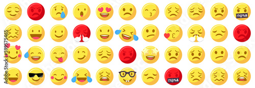 Emoticon smile icon collection. Set of emoji smile face for social media