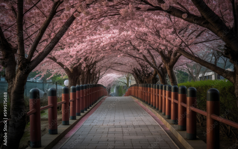 sakura walkway created with Generative AI technology