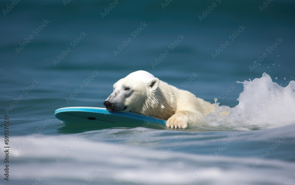 polar bear surfing created with Generative AI technology