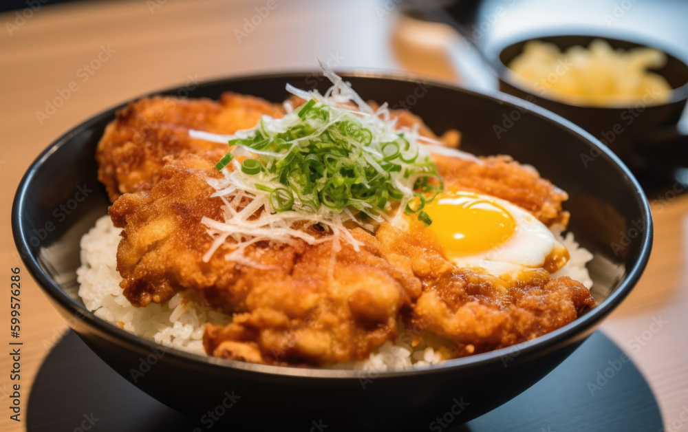 japanese food Katsudon Pork Cutlet Rice Bowl created with Generative AI technology japanese food Katsudon Pork Cutlet Rice Bowl created with Generative AI technology