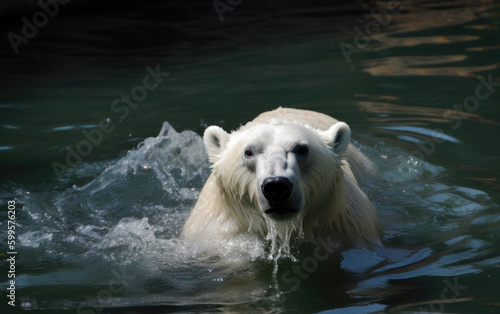 polar bear dove into the water created with Generative AI technology