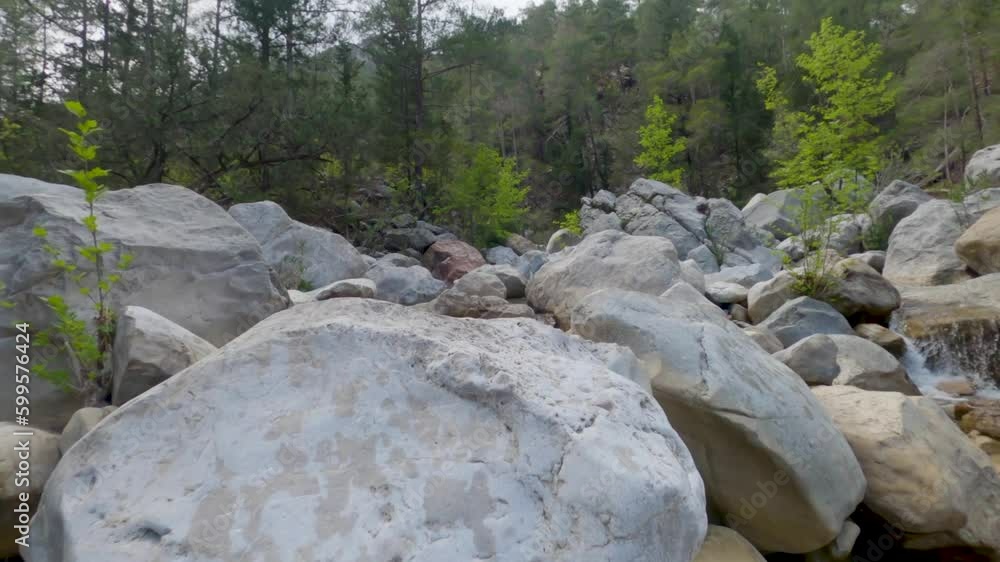 Gorgeous nature of Turkey, stream in the canyon with massive boulders, Turkey Gorgeous nature of Turkey, stream in the canyon with massive boulders, Turkey