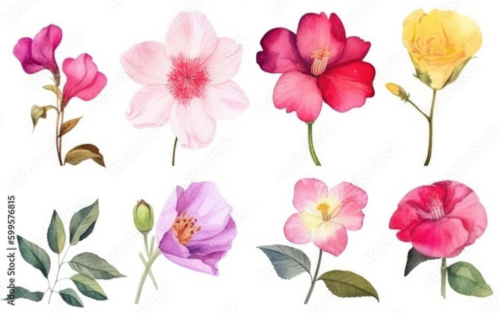 flower watercolor created with Generative AI technology